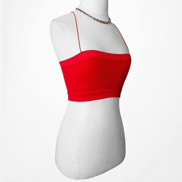 Urban Outfitters Red Ribbed Knit Fitted Tank Cami Crop Top Size S - Picture 4 of 5